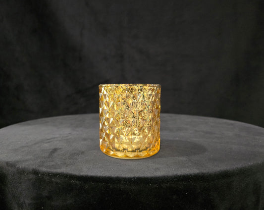 Small Gold Candleholders - Curved Pattern Elegance