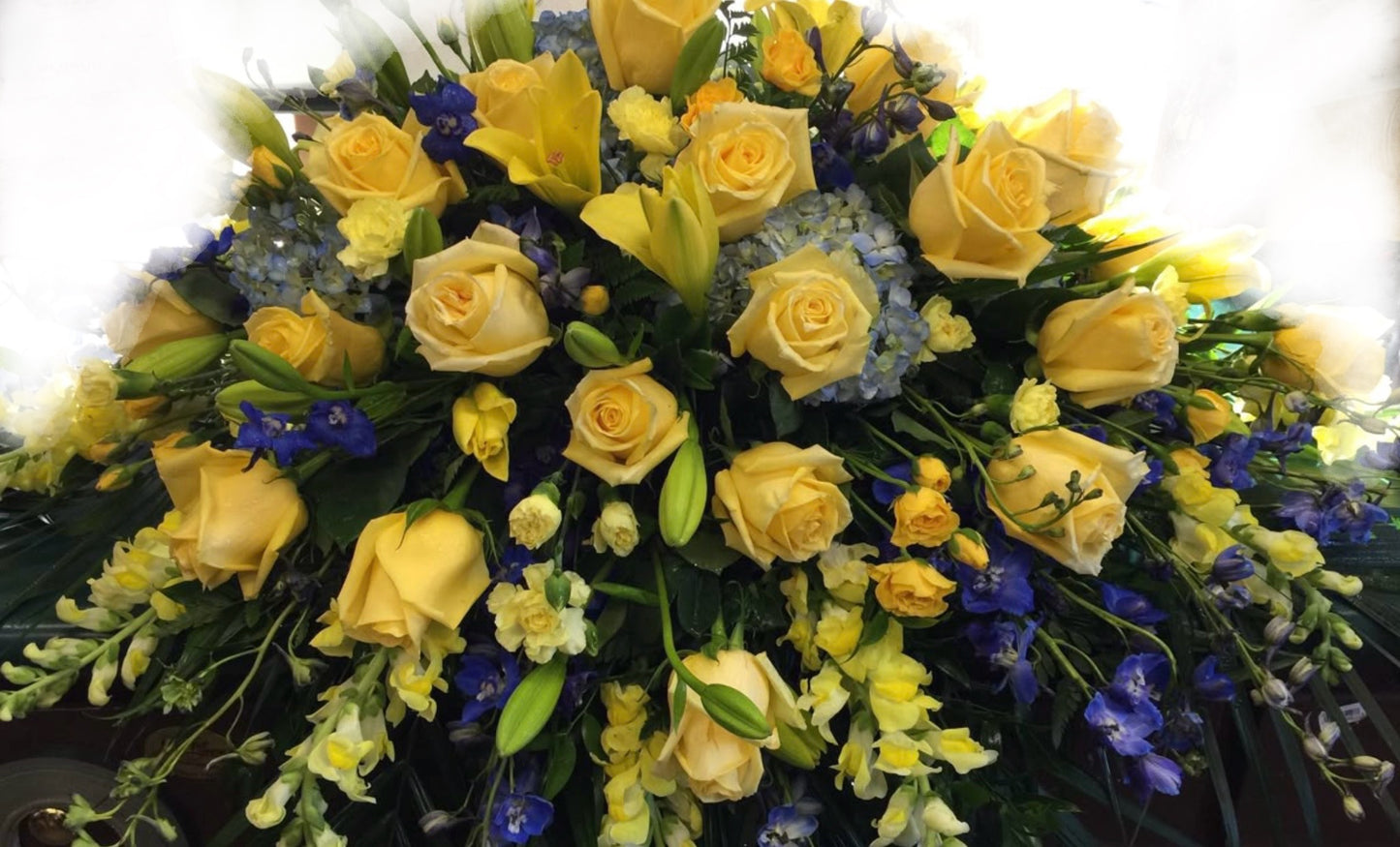 Yellows & Greens Funeral Package - Uplifting Memorial Arrangements