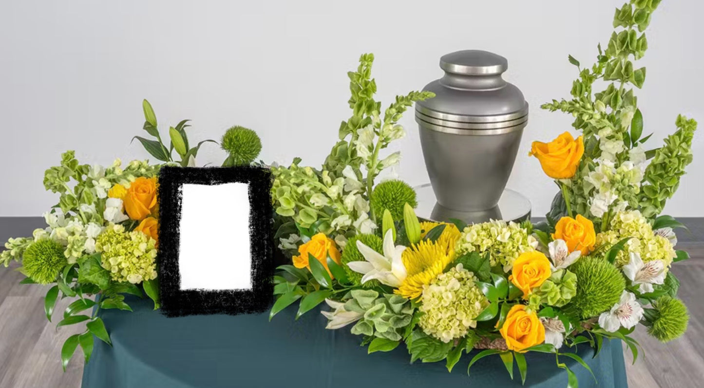 Yellows & Greens Funeral Package - Uplifting Memorial Arrangements