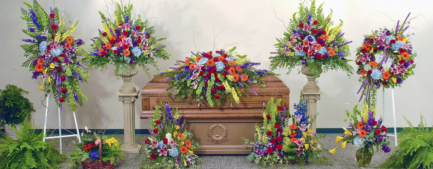 Multi-Colored Funeral Package - Vibrant Memorial Arrangements