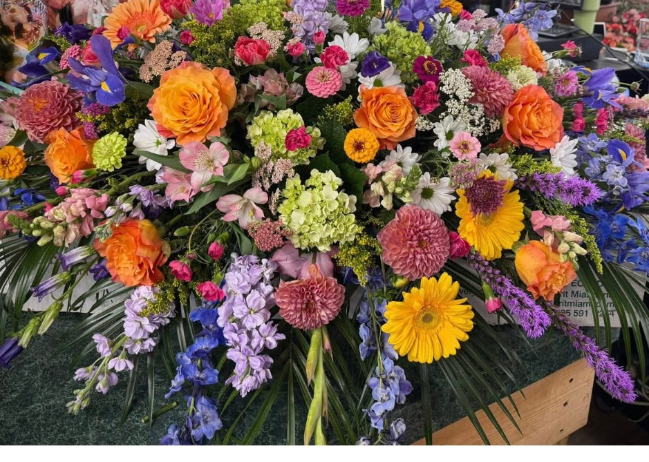 Multi-Colored Funeral Package - Vibrant Memorial Arrangements